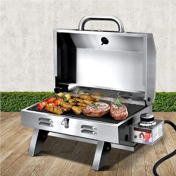 1 Burner Grillz Portable Gas BBQ Grill w/ Double Sided Plate