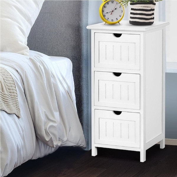 Artiss Bedside Table 3 Drawers White