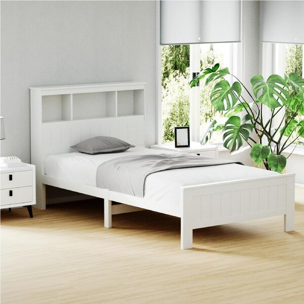 Artiss King Single Bed Frame Platform Wooden Timber Frames with Bookshelf Beds Base