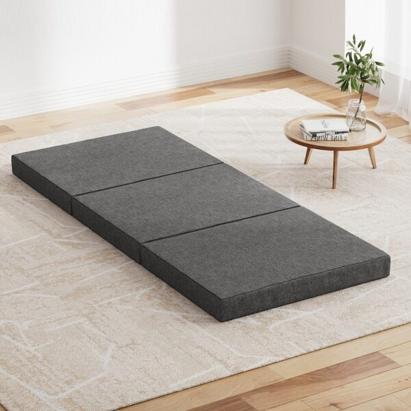 3-Fold Giselle Foldable Mattress Single Grey Folding Mattresses