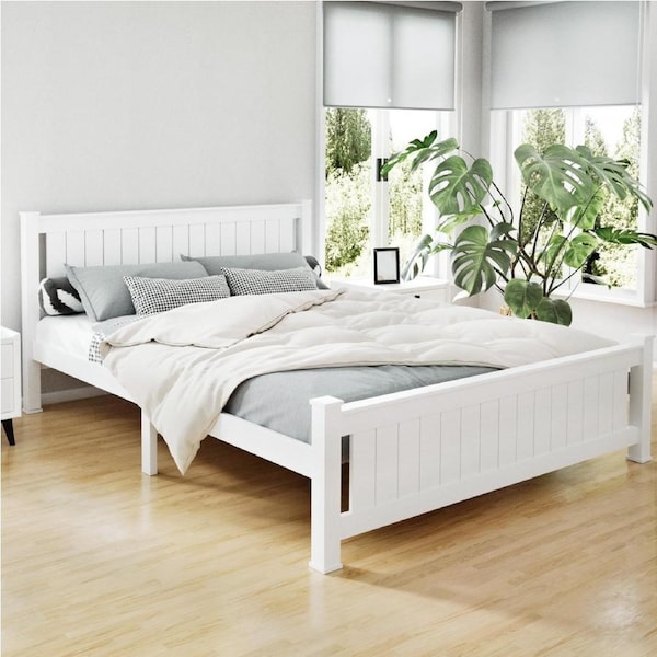 Artiss Queen Bed Frame Platform Wooden Timber Frames Beds Base with Reinforced Bracket Support