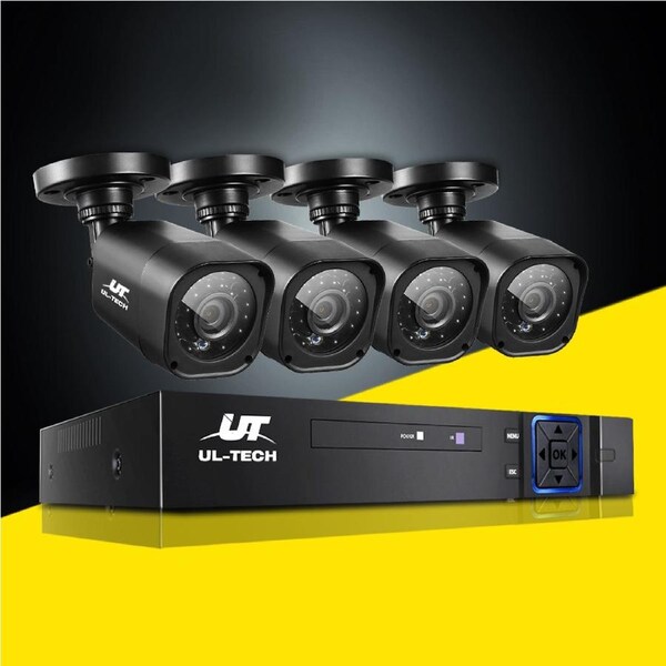 UL-TECH 1080P Home Security Camera System 4 Channel DVR with 4 Square Cameras
