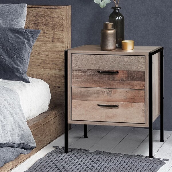 2 Drawers Artiss Bedside Table - BARNLY