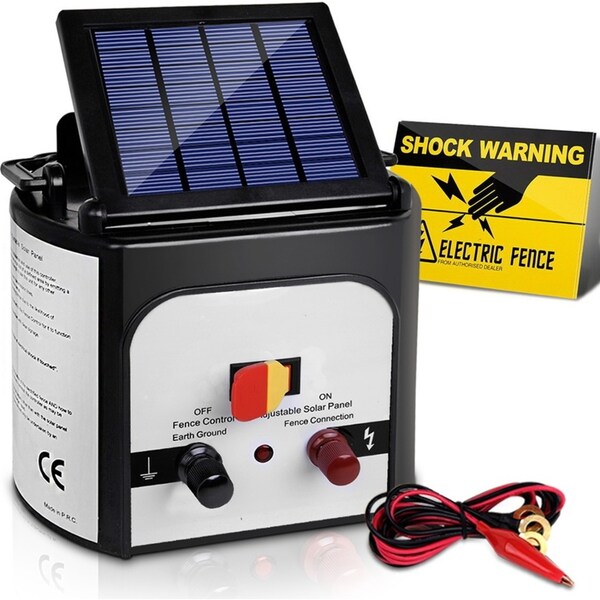 0.3J 8KM Electric Fence Energiser Giantz Solar Powered Fencing Charger
