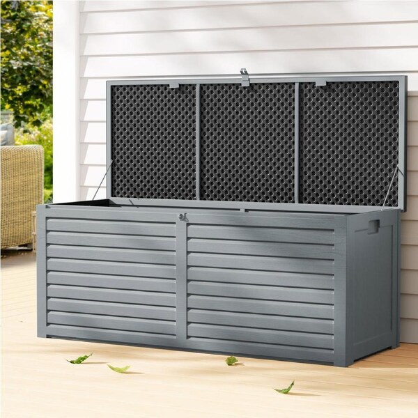 390L Gardeon Outdoor Storage Box Container Lockable Cabinet Garden Bench Tools Toy Shed Black