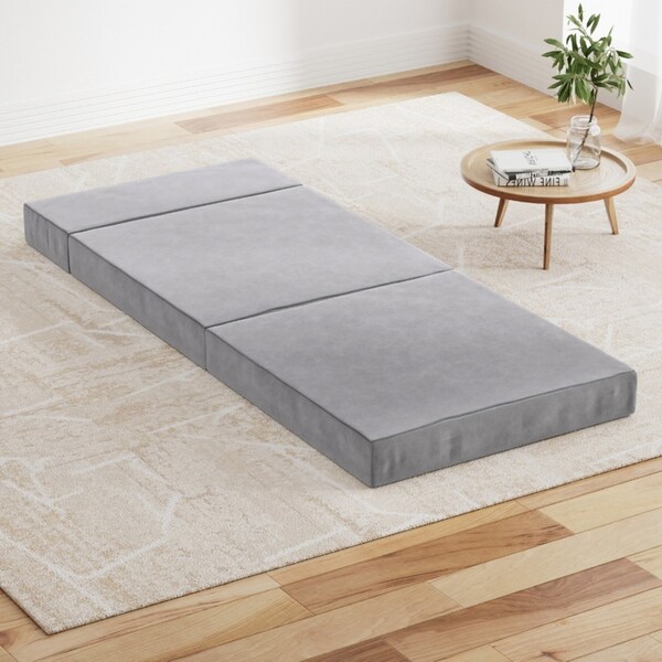Giselle Foldable Mattress Folding Mattresses Floor Bed Mat 3-Fold Single Light Grey