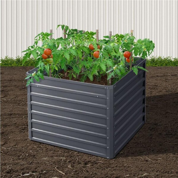 2x Green Fingers Garden Bed 100x100x77cm Planter Box Raised Container Galvanised