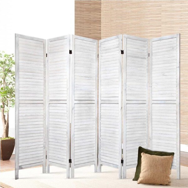 6 Panel Artiss Room Divider Screen 245x170cm Louver White