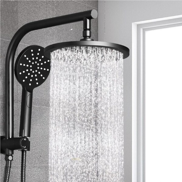 Cefito 9" Rain Shower Head Set Handheld Round High Pressure Black WELS Approved