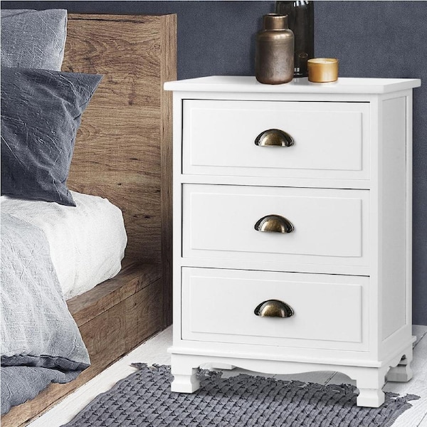 Artiss Bedside Tables 3 Drawers Side Table White