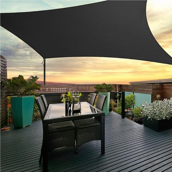 280GSM 6x8m InstaHut Shade Sail Rectangle 98% Black Shade Cloth