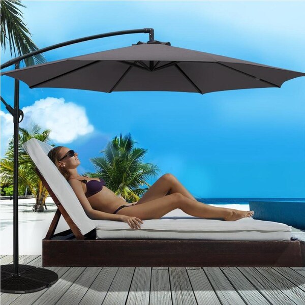 InstaHut 3m Outdoor Umbrella Cantilever Beach Garden Patio Charcoal