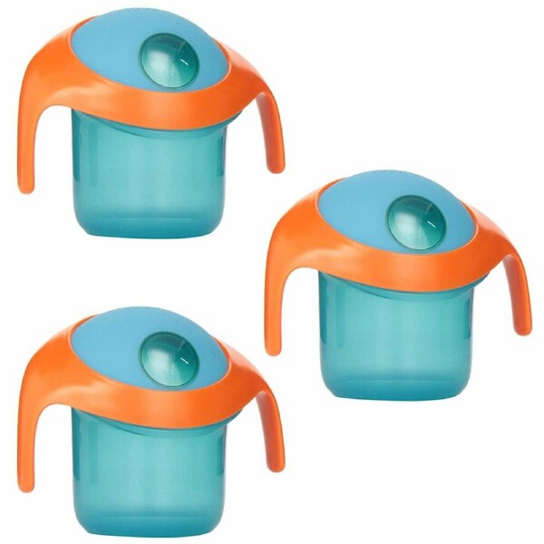 3PK Boon Nosh Baby/Toddler/Kids Feeding Snack Container Food Cup 9m+ w/ Lid Blue