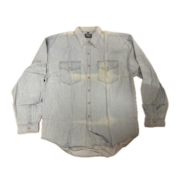 Denim Long Sleeve Jean Shirt Buttoned Front Casual Soft Top 100% COTTON XL