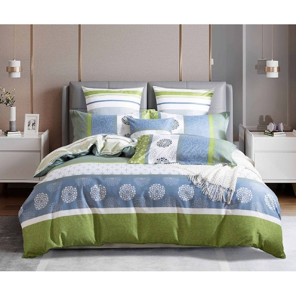 Dexter Super King Size Bed Duvet/Doona/Quilt Cover Set - Green