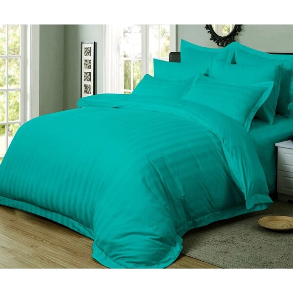 Super Soft Super King Size Bed Striped Quilt/Doona/Duvet Cover Set - Teal