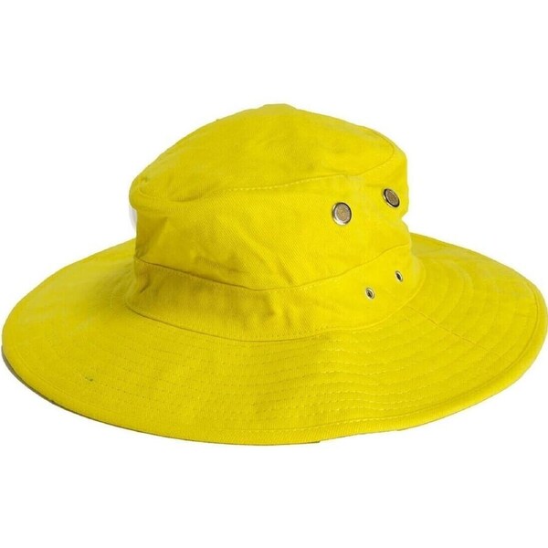 PORTWEST Premium 100% Cotton Wide Brim Hat w Legionnaires Flap Hi Vis Work Yellow / L/XL