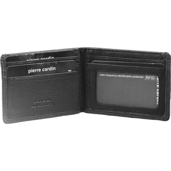 Pierre Cardin Mens RFID Slim Wallet Genuine Italian Leather w Gift Box - Black