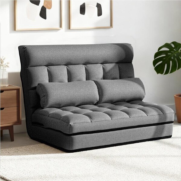2 Seater Sofa Bed Artiss Floor Lounge Grey Fabric