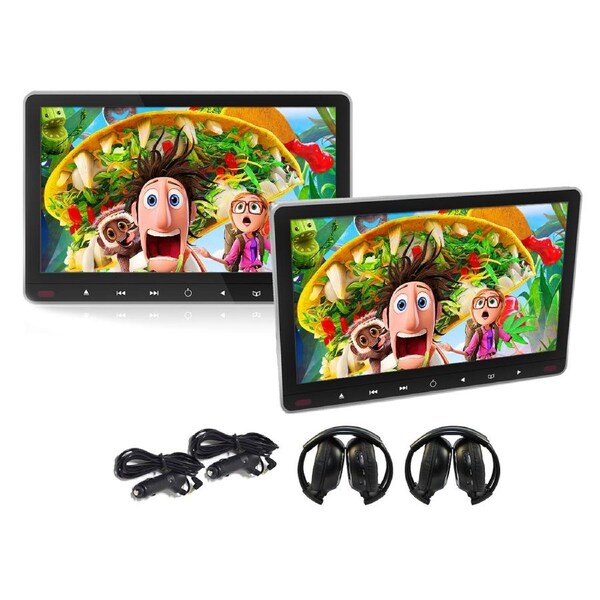 Elinz 2x 11.6" Active Car Headrest DVD Player HDMI GAME 1920*1080P IR FM SD USB 9"