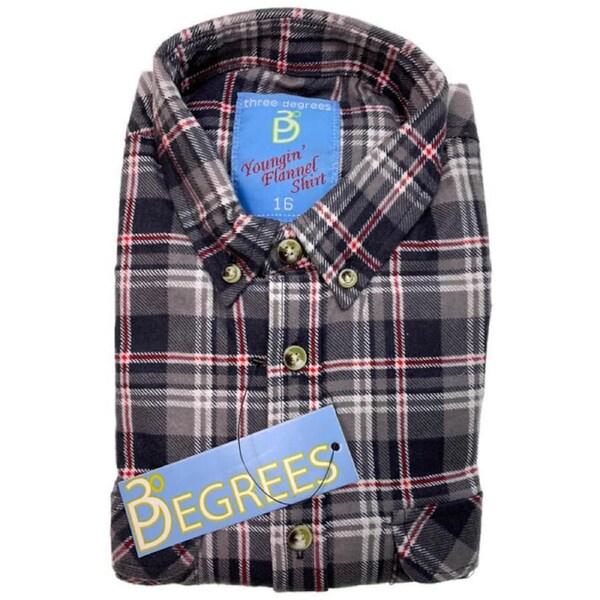 KIDS FLANNELETTE SHIRT Boys Childrens Classic Vintage Flannel Flannie Grey Check / 16
