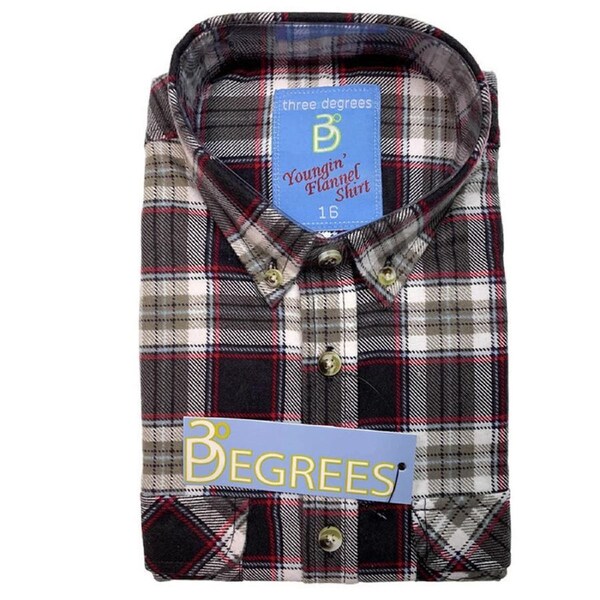 KIDS FLANNELETTE SHIRT Boys Childrens Classic Vintage Flannel Flannie Grey/Blue Check / 16