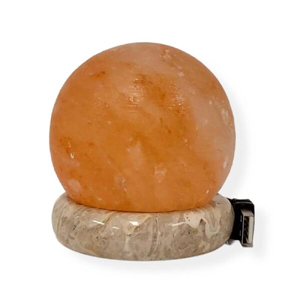 USB Colour Changing Salt Himalayan Lamp - Ball Sphere Shape Pink Rock LED Light