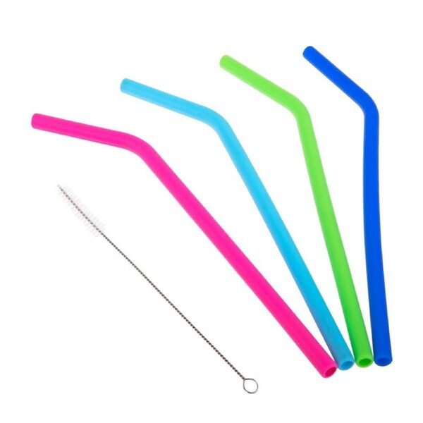 Appetito Set 4 Reusable BPA Free Silicone Drinking Straws.