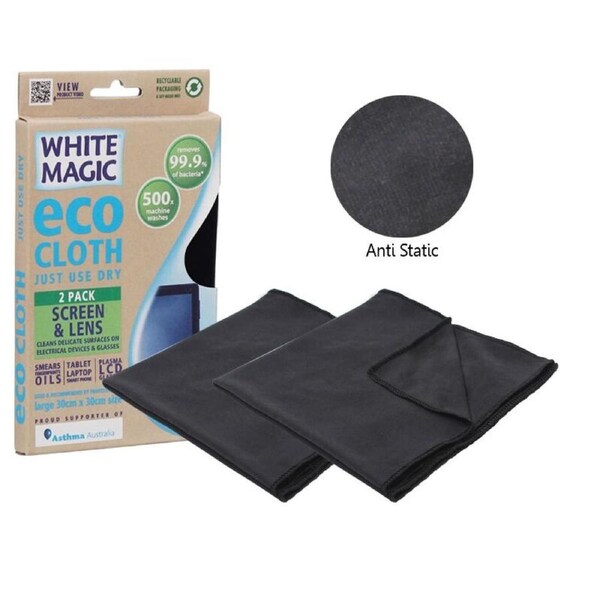 White Magic Eco Cloth Screen and Lens Cloth Pack of 2 30 x 30cm