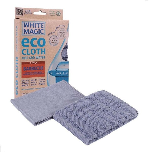 White Magic Eco Cloth Microfibre Barbeque Cleaning Cloth 2 Pack 32 x 32cm