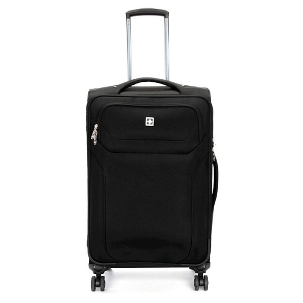 Swiss Luggage Suitcase Lightweight with 8 wheels 360 degree rolling SoftCase SN6005A-black