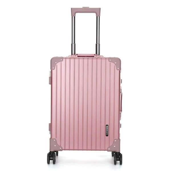 Swiss Aluminium Luggage Suitcase Lightweight with TSA locker 8 wheels 360 degree rolling HardCase SN7711A-rose gold