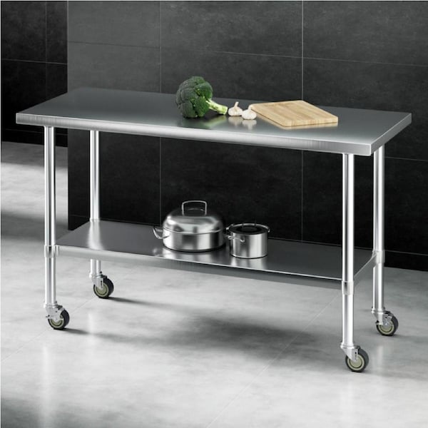 Cefito 1524x610mm Stainless Steel Kitchen Bench with Wheels 304