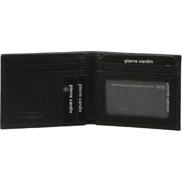Pierre Cardin Mens Genuine Italian Soft RFID Bifold Slim Wallet - Black