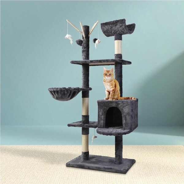 i.Pet Cat Tree Tower Scratching Post Scratcher Trees Toys Condo Bed Grey 140cm
