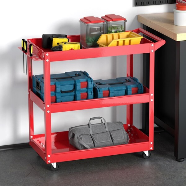 Giantz 3-Tier Tool Cart Trolley Workshop Garage Storage Organizer Red