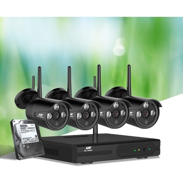UL-Tech Wireless CCTV Security System 8CH NVR 3MP 4 Bullet Cameras 2TB