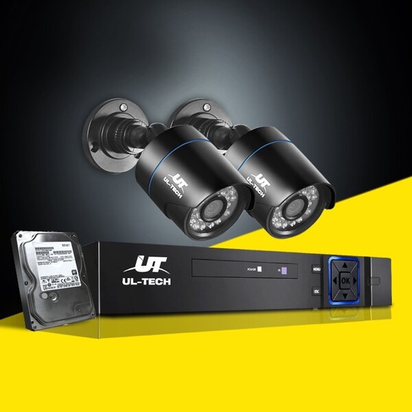 UL-Tech CCTV Security System 4CH DVR 2 Cameras 2TB Hard Drive