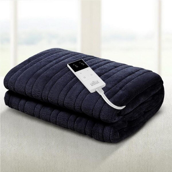 Giselle Electric Throw Rug Heated Blanket Fleece Charcoal