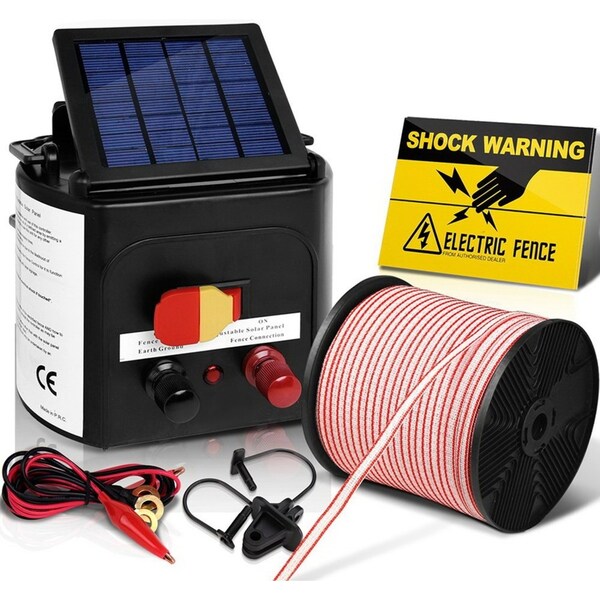 Giantz Fence Energiser 5KM Solar Powered Electric 400M Poly Tape Insulator