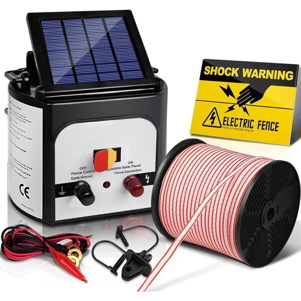 400M Poly Tape 8KM Electric Fence Energiser Giantz Solar Powered Insulator