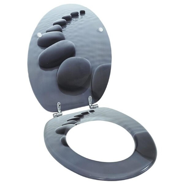 WC Toilet Seat MDF Lid Stones vidaXL