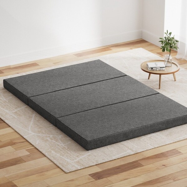 3-Fold Giselle Foldable Mattress Double Grey Folding Mattresses