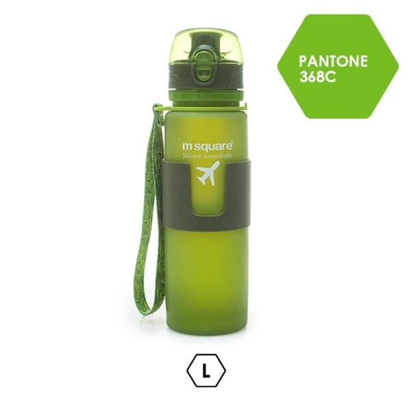 MSQUARE healthy harmless 500ml travel foldable platinum silicone water bottle-green