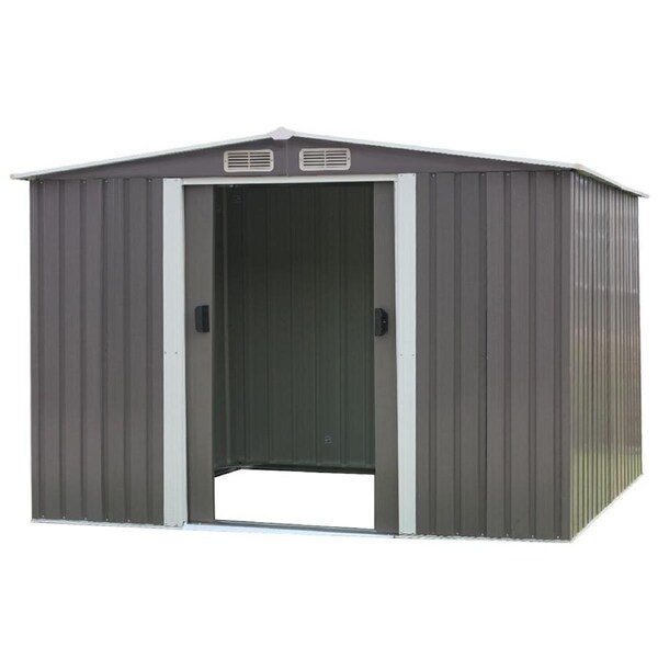 Garden Shed Spire Roof 6ft x 8ft Outdoor Storage Shelter - Grey