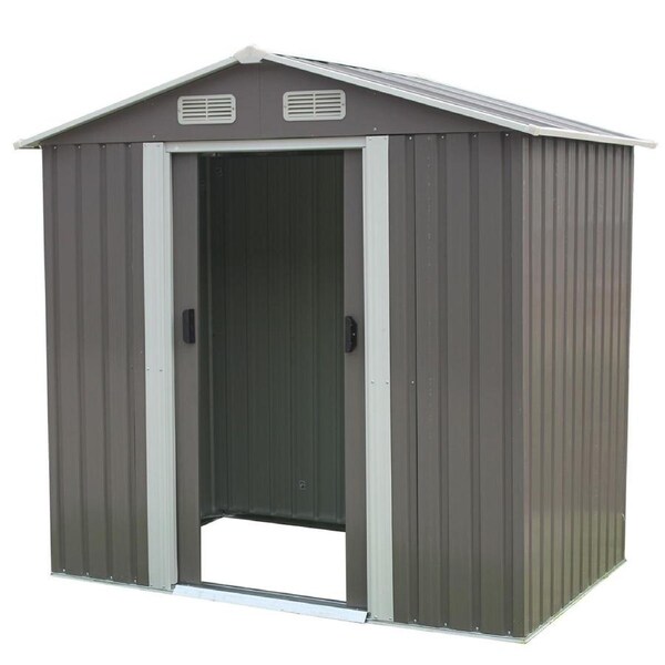 Garden Shed Spire Roof 4ft x 6ft Outdoor Storage Shelter - Grey
