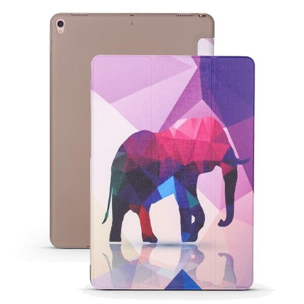 For iPad Air 3 (2019) Case,Folio PU Leather + TPU 3-fold Holder Cover,Elephant