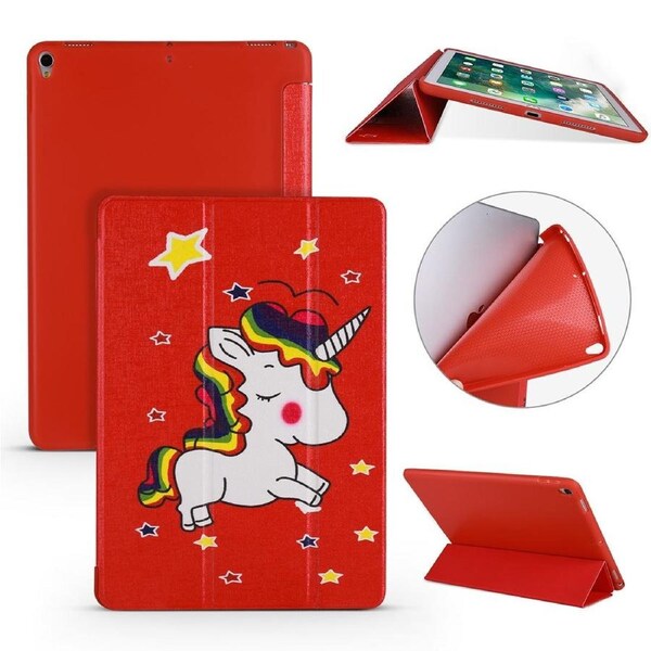For iPad Air 3 (2019) Case,Folio PU Leather + TPU 3-fold Holder Cover,Unicorn