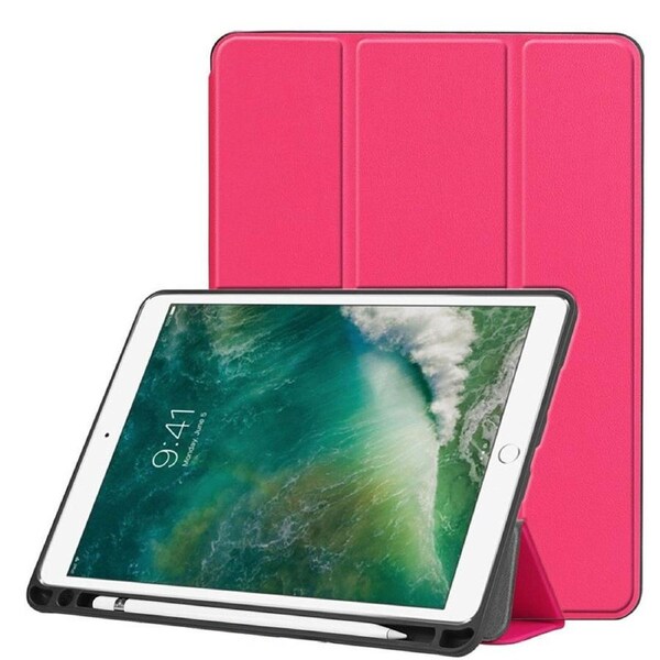 For iPad Air 3 (2019) Case,Karst Texture PU Leather Folio Cover,Pen Slot,RoseRed