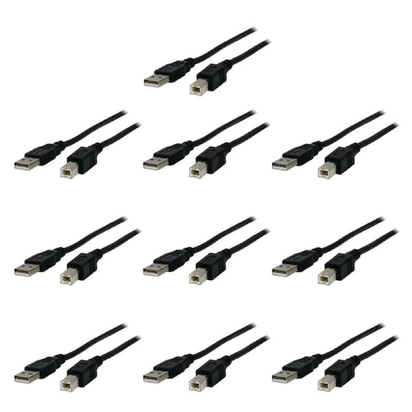 10PK PRO.2 USB 2.0 Type A Male to B Plug 2m Cable/Lead Cord for Computer Printer